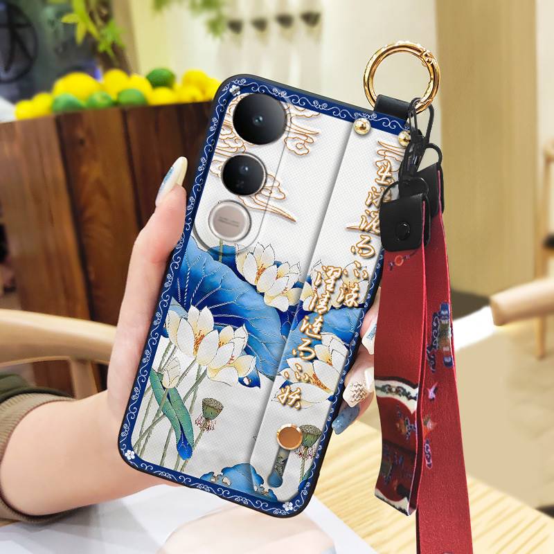 Elderly Lady Dirt-resistant Phone Case For VIVO V50 Lite 5G Global Waterproof Lanyard For Mom Silicone Back Cover Ring