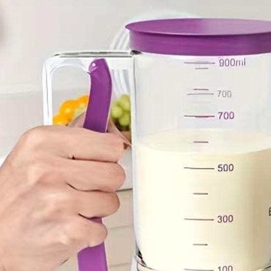 Batter Dispenser for Baking 900ml 4-Cup Measured Container with Quick Release Spout BPA-Free Plastic Batter Pourer for Pancakes Cupcakes Waffles
