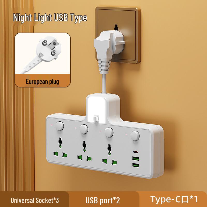 European Standard Compact Russian Power Strip with USB & Switch Extension Cord