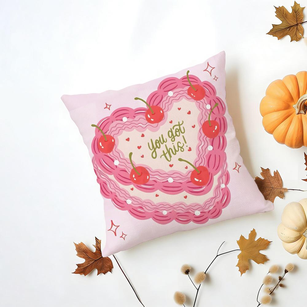 Casual Red Pink Fashion LOVE Style Cushion Cover Washable Linen Pillowcase Soft for Daily Sofa Bed Home Room Decor