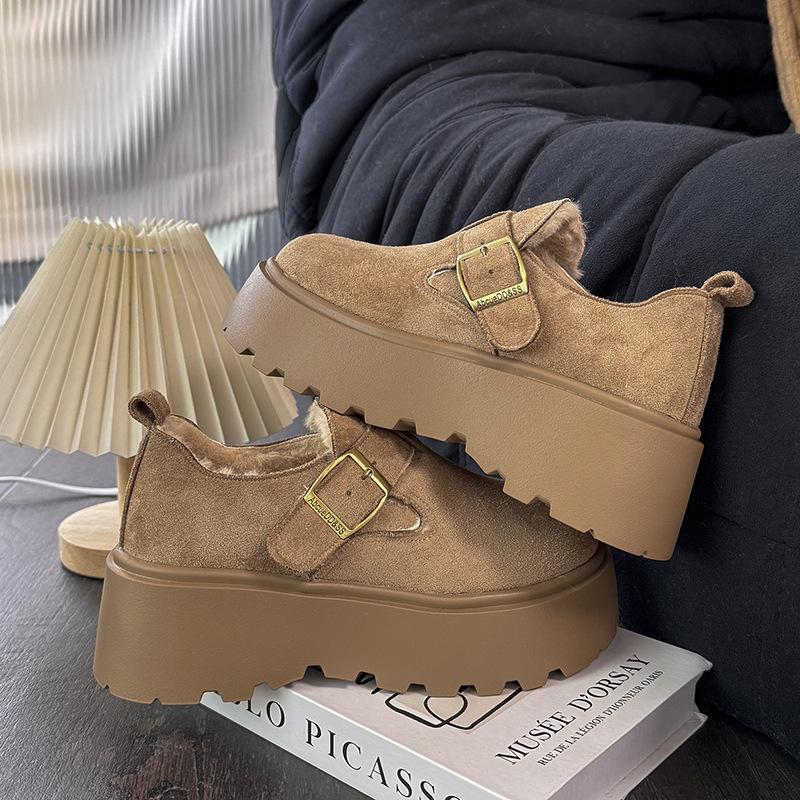 Women's Soft Elastic Thick Soles Winter Fur One Warm Anti-cold Padded Snow Boots Non-slip Wear Casual Sports Lefebvre Shoes