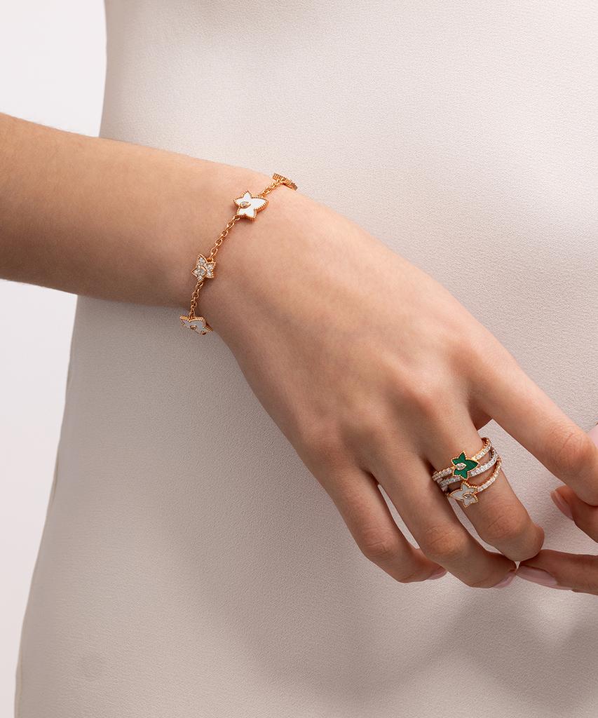 Lola Rose Ivy Mother-Of-Pearl Zirconia Natural Stone Fashion Ring