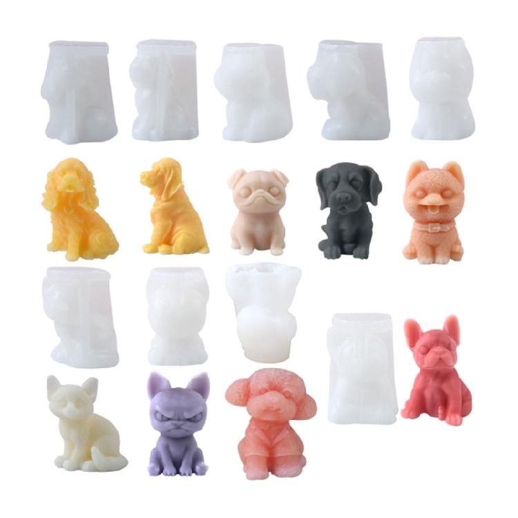 Animal Dog Shaped Candle Silicone Molds for Candle Soap Table Ornaments Gypsum Decorations, Epoxy Resin Silicone Molds