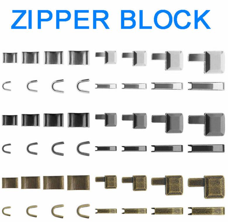 10/24/123Pcs Metal Zipper Head Sliders Retainer Insertion Pin Zipper Top Stopper Ends for Coat Jacket Clothes Repair Kit