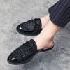 Fashion Man Loafers Slippers Leather Summer Backless Casual Shoes Lightweight Mules Half Shoes For Men Sandals Outdoor Slides