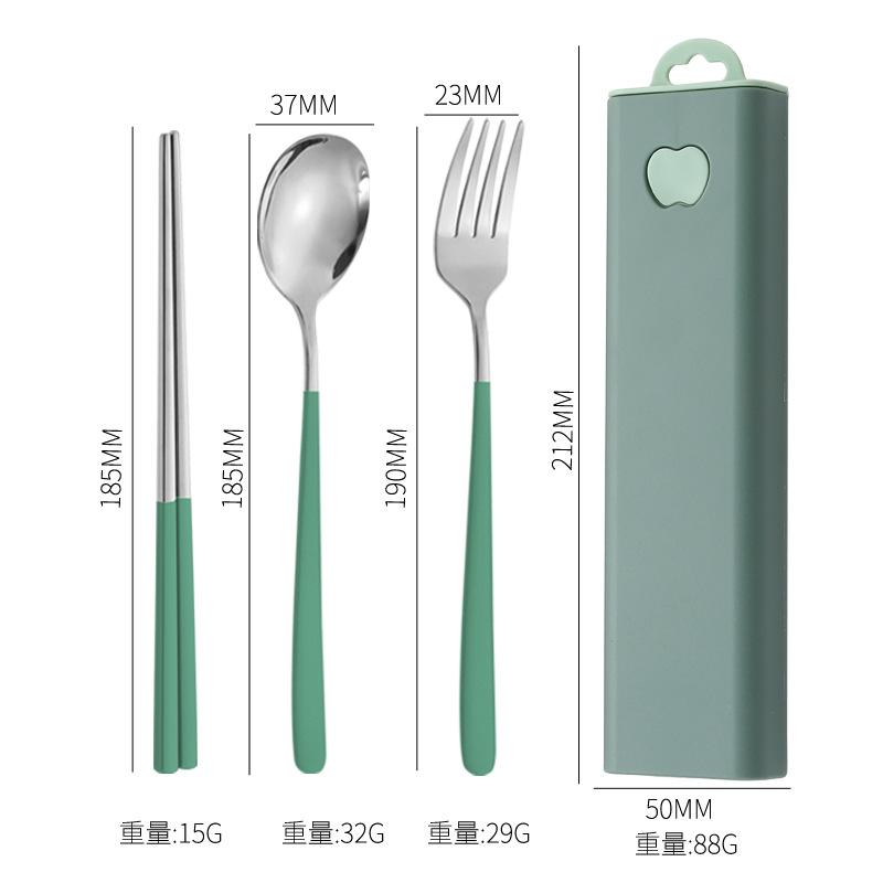 Korean 304 Stainless Steel Portable Tableware Three-piece Set Tableware Fork Spoon Chopstick Set