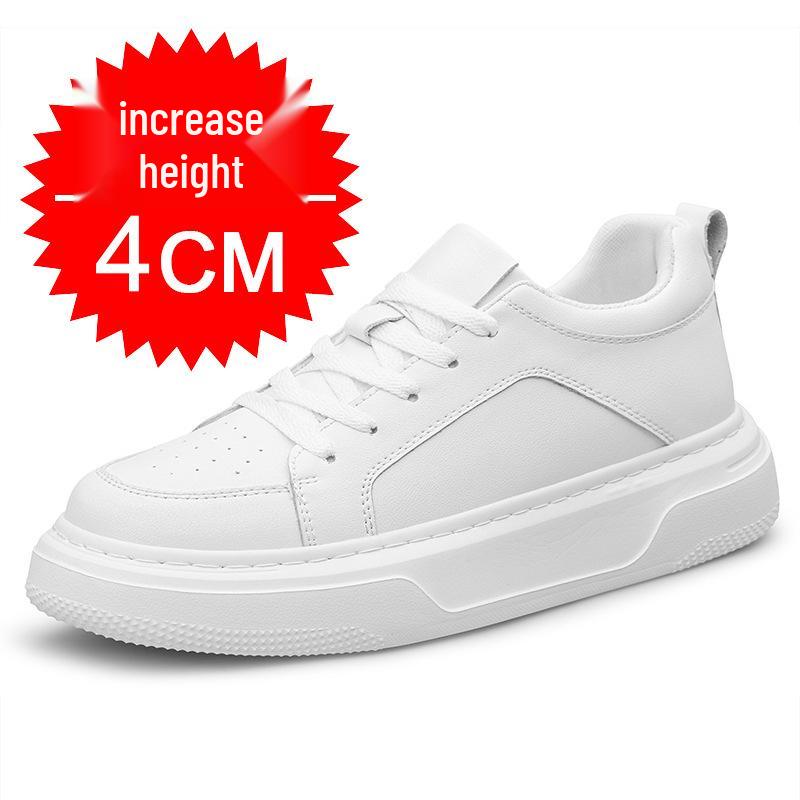 Men s White Sneakers with 8CM Height Boost, Thick Sole, Running & Casual Wear 38