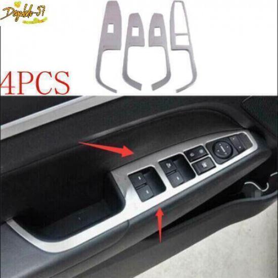 For Hyundai Elantra 2016~ Silver Steel Window Lift Panel Switch Cover Trim