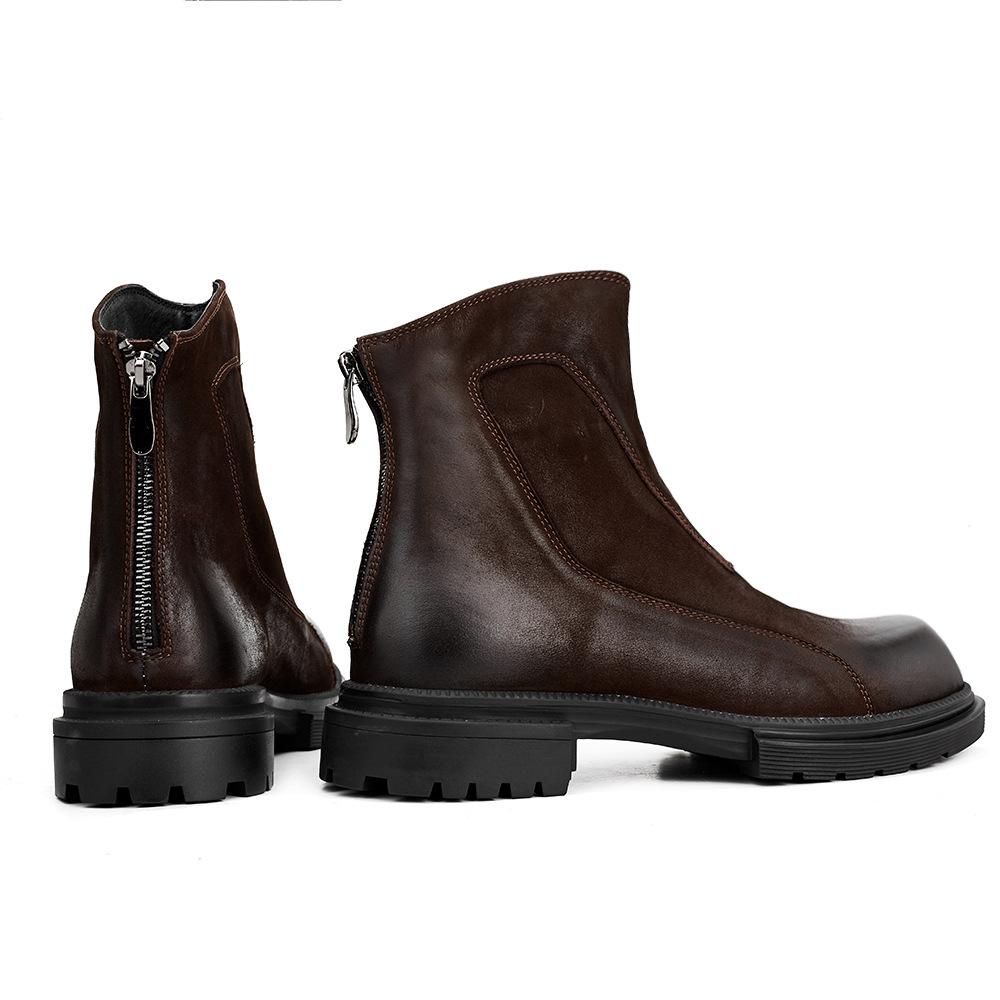 Leather Chelsea Boots Men'S High-Top Leather Shoes First-Layer Cowhide Short Boots Martin Boots Men'S British Style Mid-Top Trendy Leather Boots
