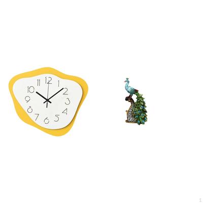 Modern Peacock Wall Clock Sculpture Elegant Timepiece Ornament for Office Bedroom Living Room