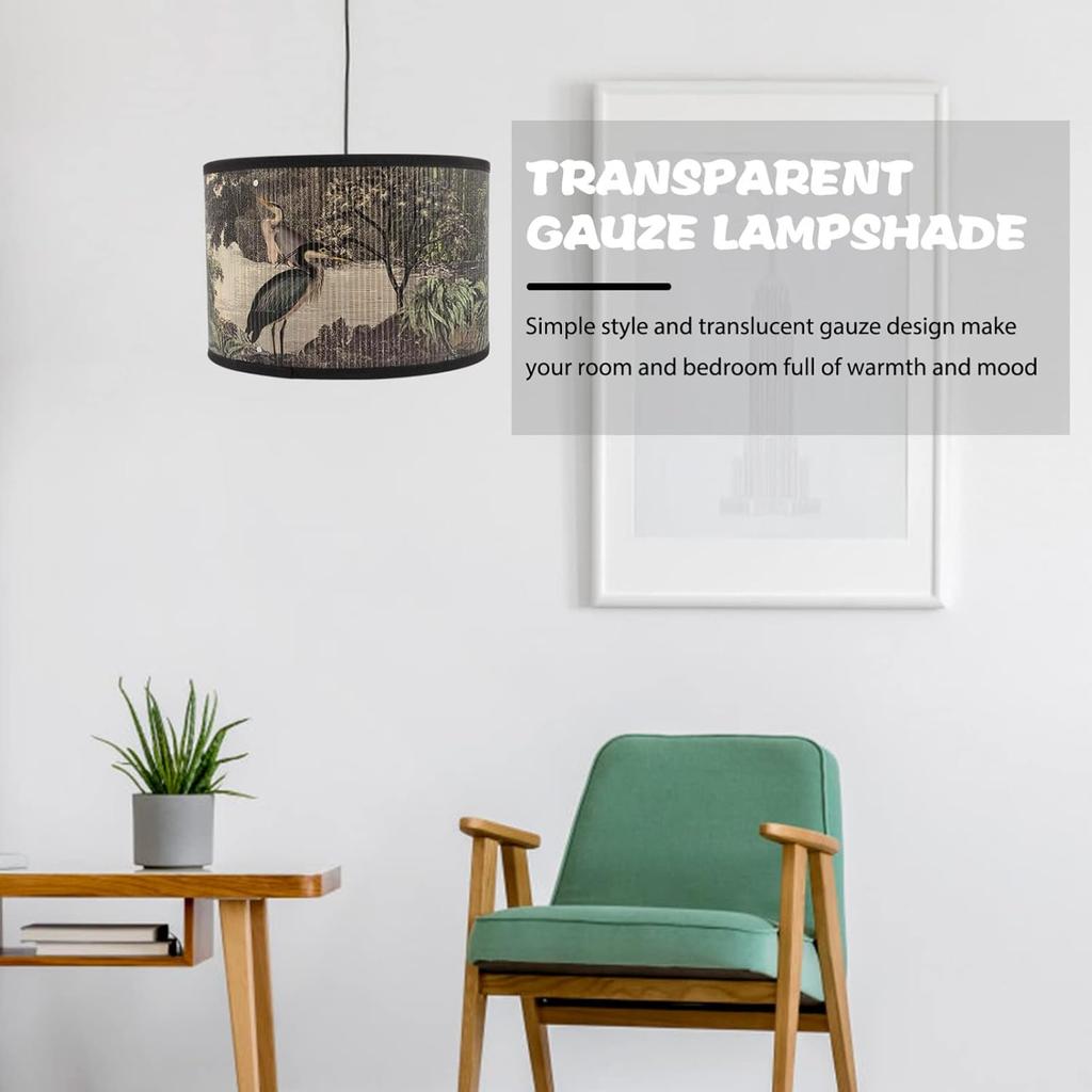 Vintage Lamp Shade Modern Drum Lampshade with Pattern Replacement Lamp Shade for E27 Table Lamp Floor Light