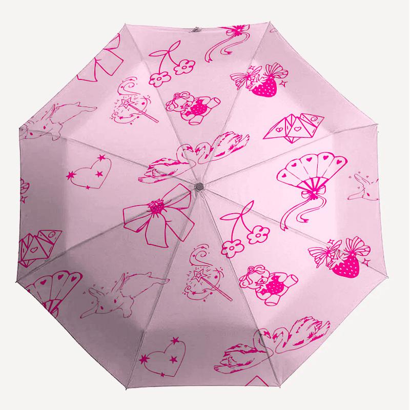 1pc pink rabbit Automatic Open/Close Umbrella Compact Folding Umbrella with 8-Rib Shaft for Women/Men, Elegant Birthday1218S