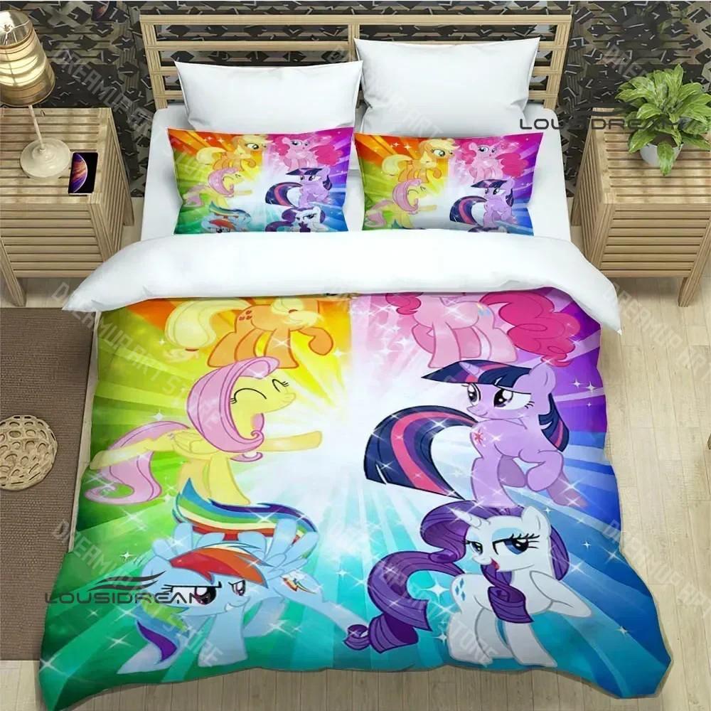 

Мультяшні My Little-P-Ponys Комплекти постільної білизни вишуканий набір для ліжка підковдра комплект ковдри комплект постільної білизни розкішний подарунок на день народження US Twin 173x218cm