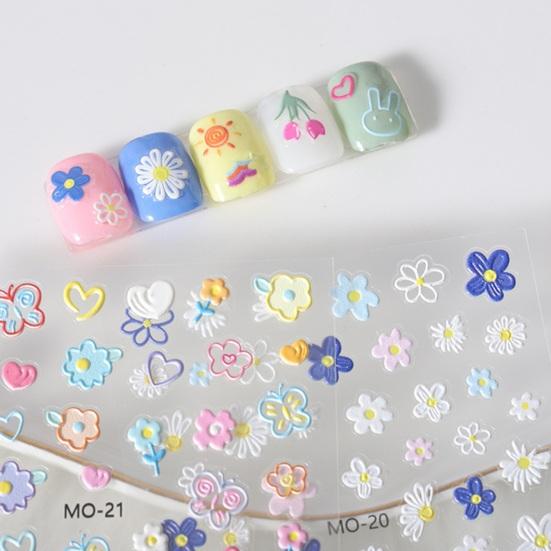 Samolepka na nehty 5D Graffiti Květiny Reliéfní design Tenký trojrozměrný Transform Nails Art Decal