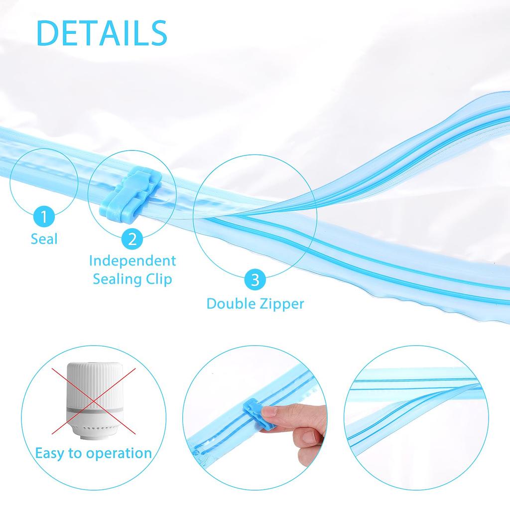 5 Packs Roll-up Storage Bags, Travel Compression Bags Reusable Space Saver Bags Vacuum Storage Bags for Clothes Organizer