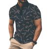 Men's Striped Printed Lapel Short Sleeved Polo Shirt
