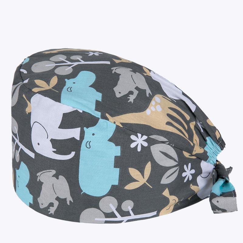 2021 Hot Sale Pharmacy Doctor Hospital Uniform Fashion Printing Scrub Pet Grooming Doctor Work Hat Cotton Medical Nurse Hats