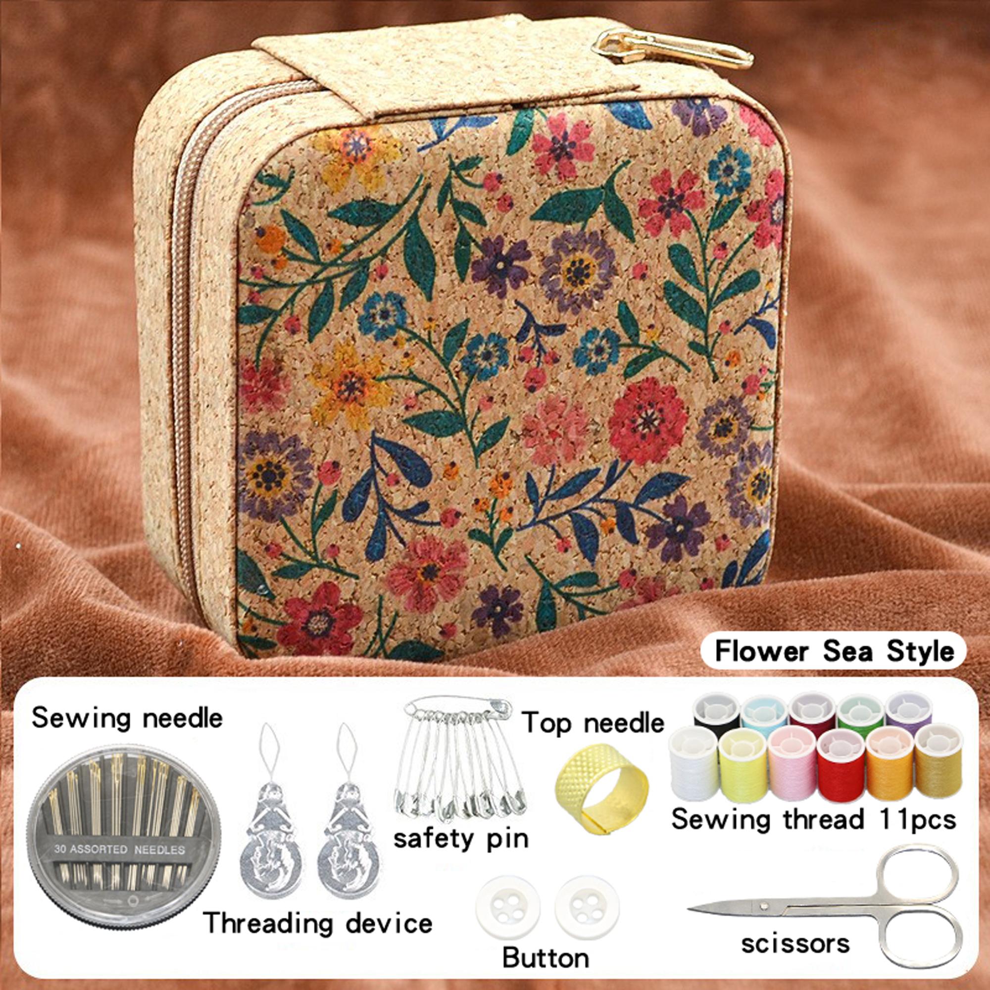 

1 retro style zipper sewing box, DIY sewing sewing kit, home travel, student dormitory manual sewing set
