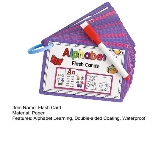 1 Set Kids Alphabet Flash Cards 26 Letters Tracing Practice Card Toddlers Boys Girls Educational Dry Erase ABC Preschool Learning Flashcard