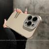 Applicable to iPhone15 lychee leather pattern mobile phone case Apple 14promax crystal lens 13 simple solid color protection