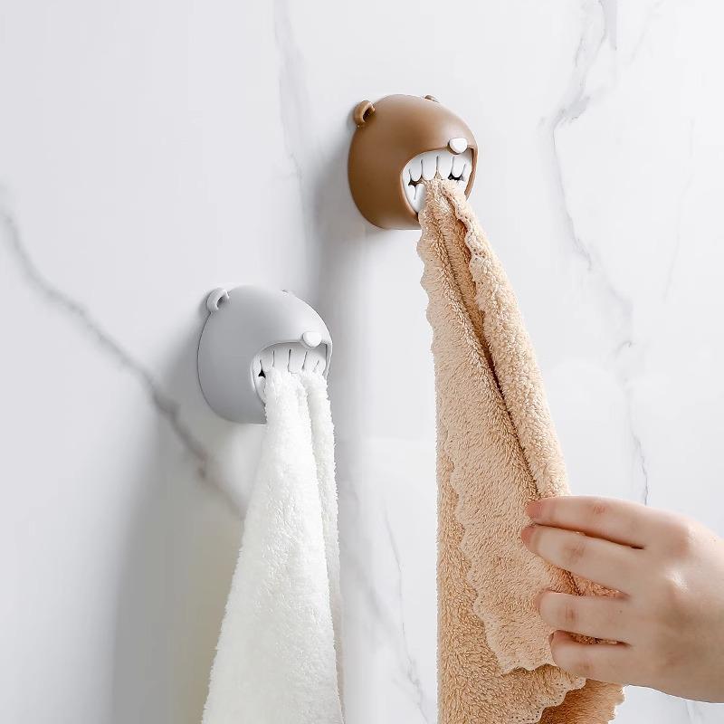 Cartoon Bear Towel Stopper, Bathroom Non-punching Hand Towel Storage Stopper, Kitchen Rag Hanging Rod Hook
