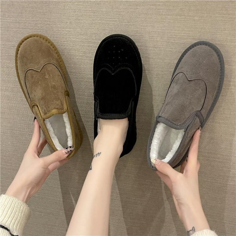 Large Size Autumn and Winter New Velvet Thickened Cotton Shoes for Women's Winter New One-pedal Snow Boots for Women