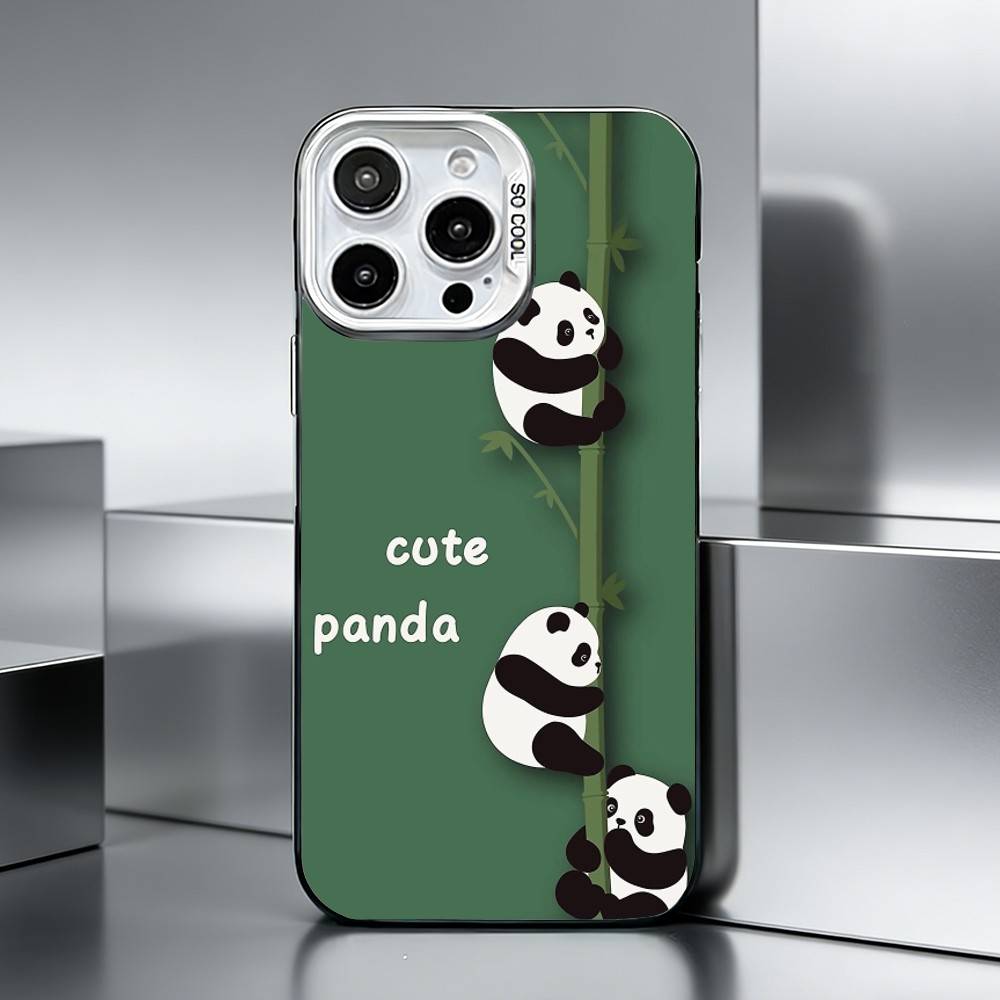 P-Panda illustration Phone Case For iPhone 17,16,15,14,13,12,11 Plus,Pro Max,XS,Colored silver phone case iPhone12PROMAX