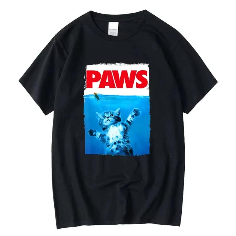 Vintage Paws Cat and Mouse Top Cute Funny Cat Lover Parody Short Sleeve Summer T Shirts Oversized Male Men's Washed Tee Shirt