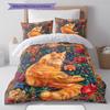 Boho Floral Cat Pattern Bedding Quilt Set Quilt Cover Pillowcase Home Decoration Birthday Gift (1 * duvet cover + 2 * pillowcase, without core)