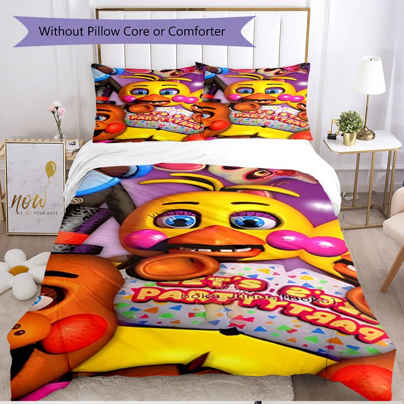 3pcs Duvet Cover Set (1*Duvet Cover + 2*Pillowcase, Without Core), Five Nights At Freddy's Print Soft All‑Season Bedding Set, Home Bedroom Decor Gift