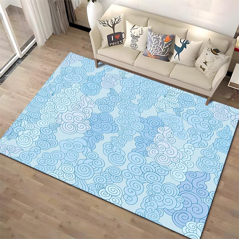 Whimsical Blue Cloud Pattern Rug - Non-slip rug suitable for living room and bedroom sofas