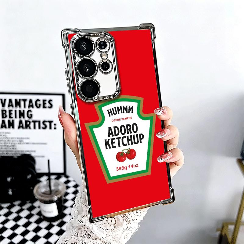 Lamb Heinz Tomato Ketchup Soft Phone Case For Samsung Galaxy S26 Ultra S25 Edge S24 FE S23 Plus S22 S21 + S20 Plating Anti-Fall