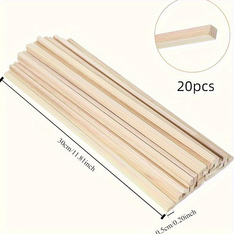 Unfinished Square Wood Dowel Rods - 20Pcs Hardwood Sticks for DIY Projects & Model Building