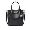 Carson Brand Silver Metal Logo Adjustable and Detachable Shoulder Strap Cowhide Pebbled Shoulder Crossbody Handbag Small Women's Black