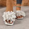 One Word Flat Slippers Women Solid Color Flower One Pedal Home Slippers Women Omns Lippers