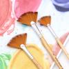 5Pcs Fan Shaped Nylon Hair Watercolor Paint Brush Set for School Painting Drawing Painting Brush Art Supplies