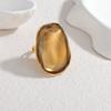DIEYURO 316L Stainless Steel Irregular Brown Resin Oval Maillard Opening Ring Women Fashion New Concise Waterproof Ring Jewelry