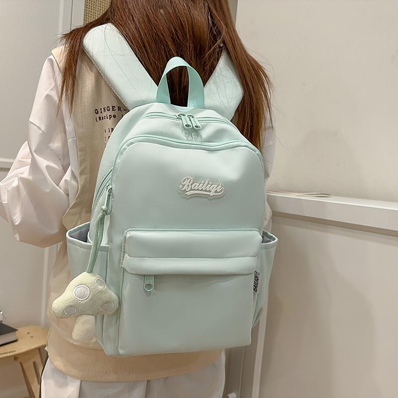 Large Capacity Backpack Women's Solid Color Travel Backpack Campus Student Schoolbag