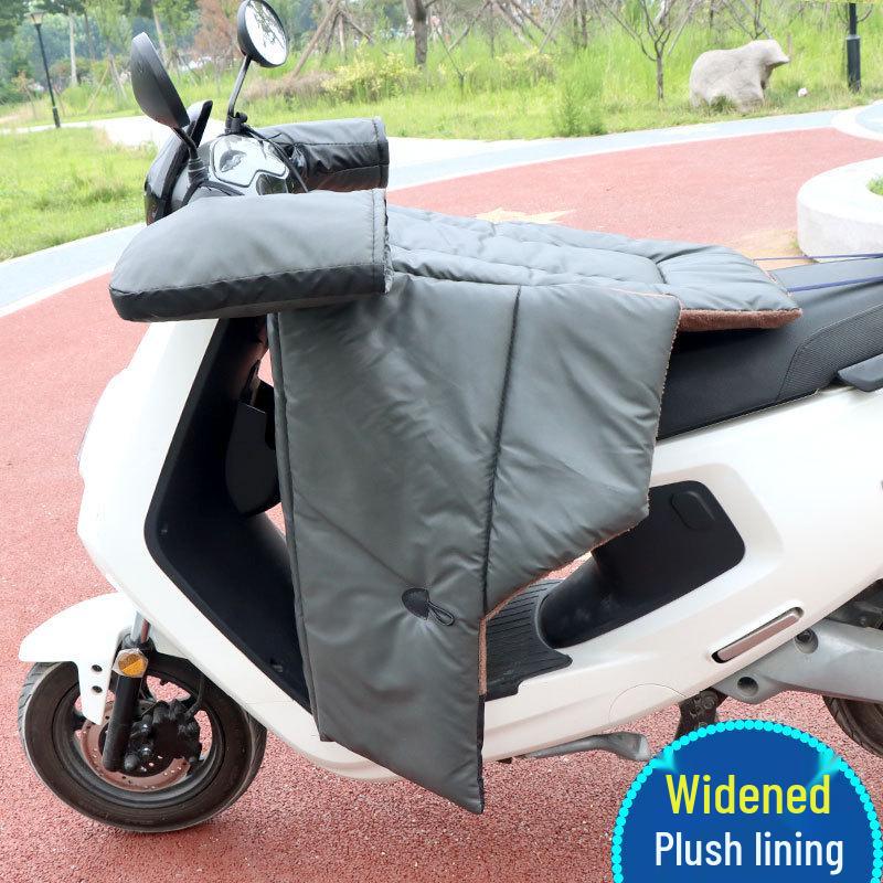 Electric Motorcycle Winter Windshield Cover - Extra Large, Fleece-Lined, Waterproof PU Leather
