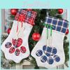 Vibrant And Cozy New Fabric Paw Print Christmas Stocking For Dogs And Cats Holiday Treats