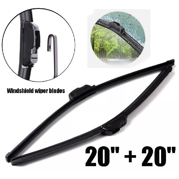 Pack Of 2 J-Hook Windshield Wiper Blades Bracketless Frameless 20  + 20   Rubber