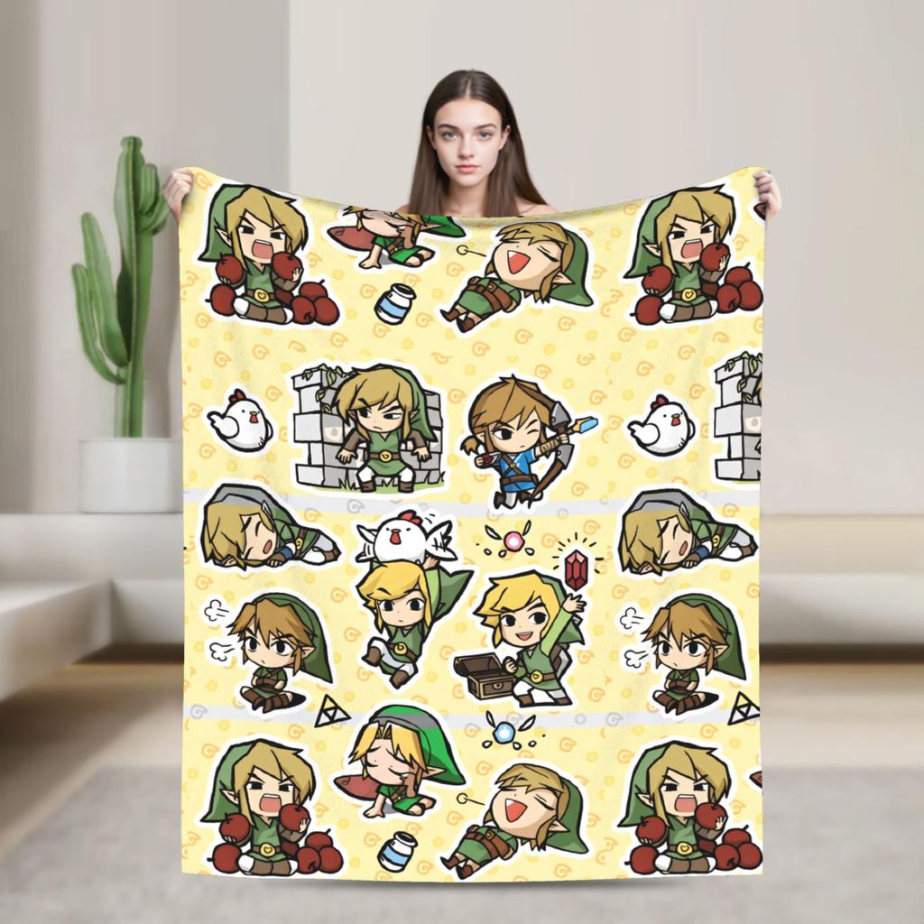 Link Cartoon Z-Zeldas Soft Warm Blanket Decorative Plush Throw Blanket Aesthetic Couch Chair Flannel Bedspread Sofa Bed Cover
