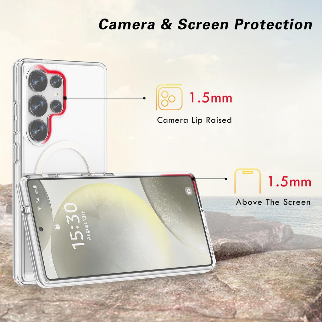 For Samsung Galaxy S25 Ultra Case Compatible with MagSafe TPU+PC Clear Phone Back Cover
