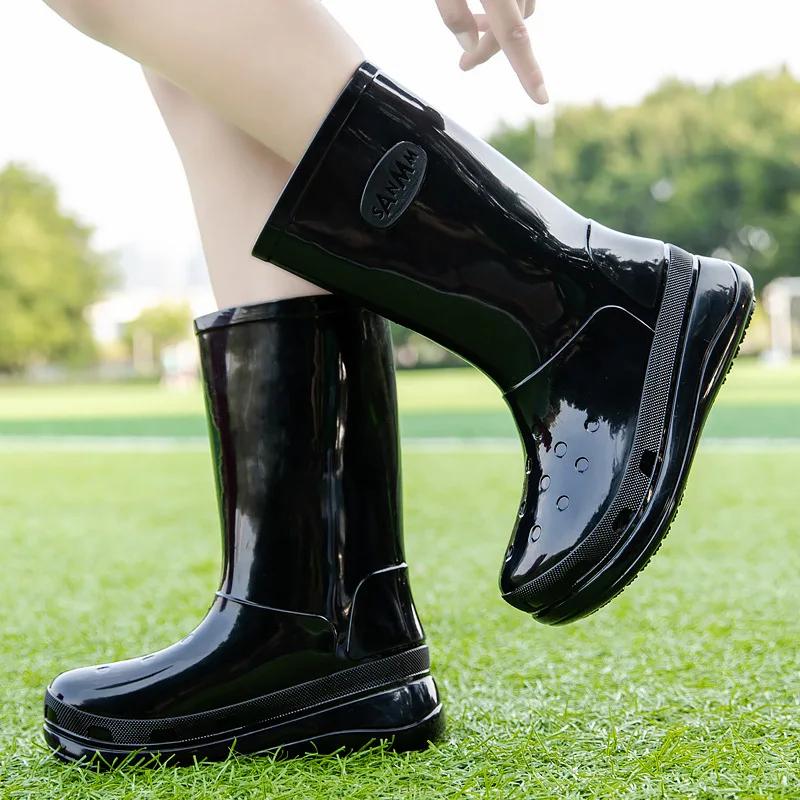 

Модные женские высокие резиновые сапоги на платформе для женщин, водонепроницаемая обувь для прогулок на лодке, нескользящие осенние женские резиновые сапоги 41