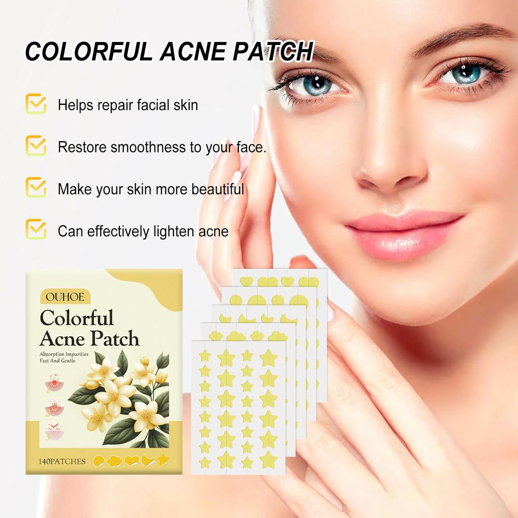 Ouhoe Yellow Acne Patches For Gentle Skin Repair And Effective Pimple Treatment With Oil Control And Hydration 140 Pieces