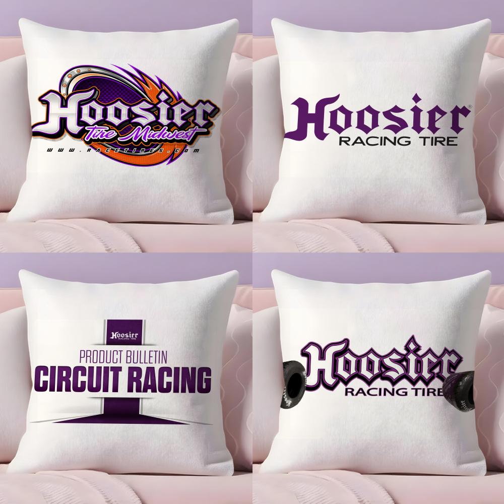 H-Hoosier Racing Cushion Cover Plush Fabric Soft Double-Sided Printed Invisible Zipper Sofa Pillow Case Home Decor