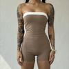 Womens Sports Romper With Built-in Bra Non-Slip Strapless Yoga Running Fitness
