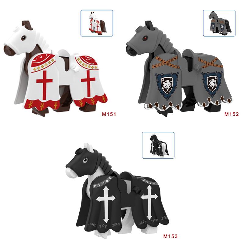 Medieval Castle Wolf Shield Building Blocks Military Knight Dragon Warrior Soldier Figures Accessories Weapon Helmet Bricks Toys