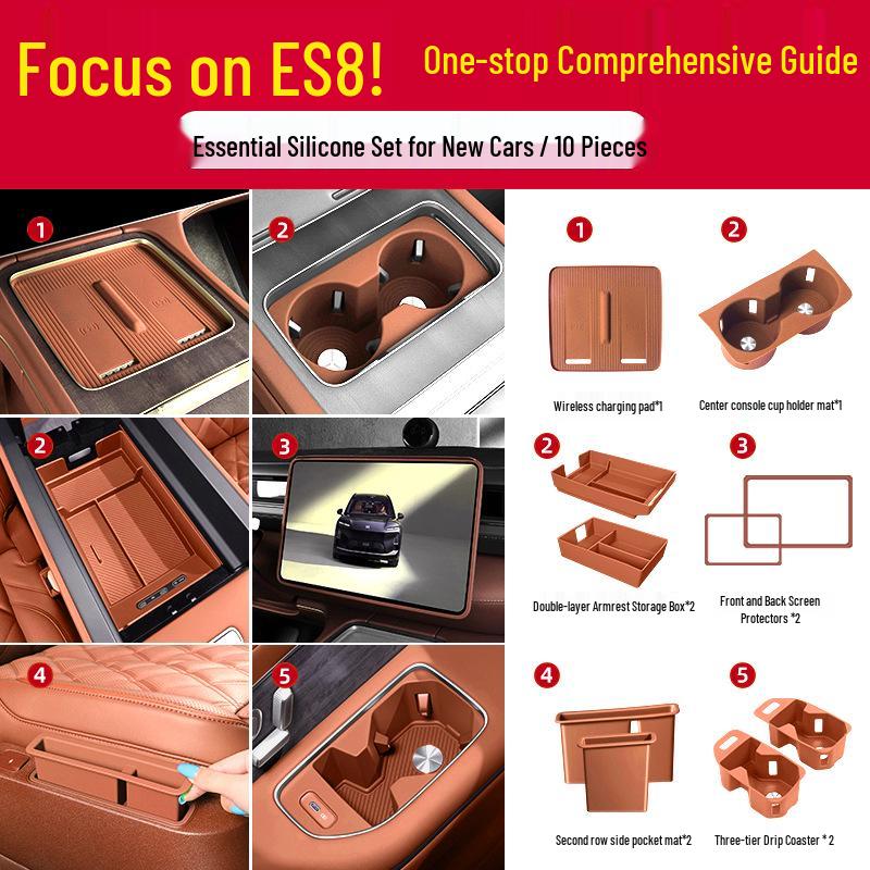 Compatible with 26 Nio ES8 Models: Center Console Armrest Storage Box for Car Interior Accessories.