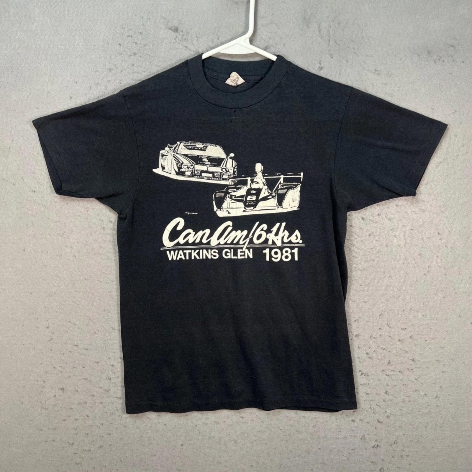 Vintage 1981 Can-Am Watkins Glen Racing T-Shirt Black Size Medium Made In USA S
